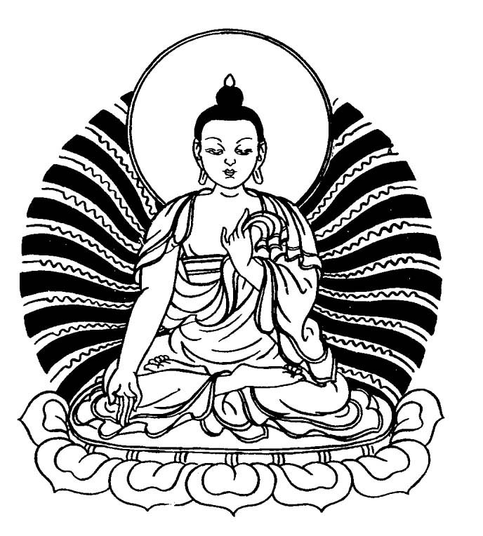 Buddhist Line Art: Buddha Image, Witnessing