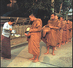 Monks on alms-round