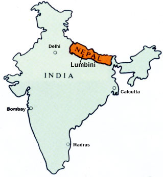 Map of location of Lumbini