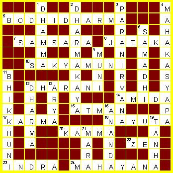 BuddhaNet Buddhist Crossword #9 Answers
